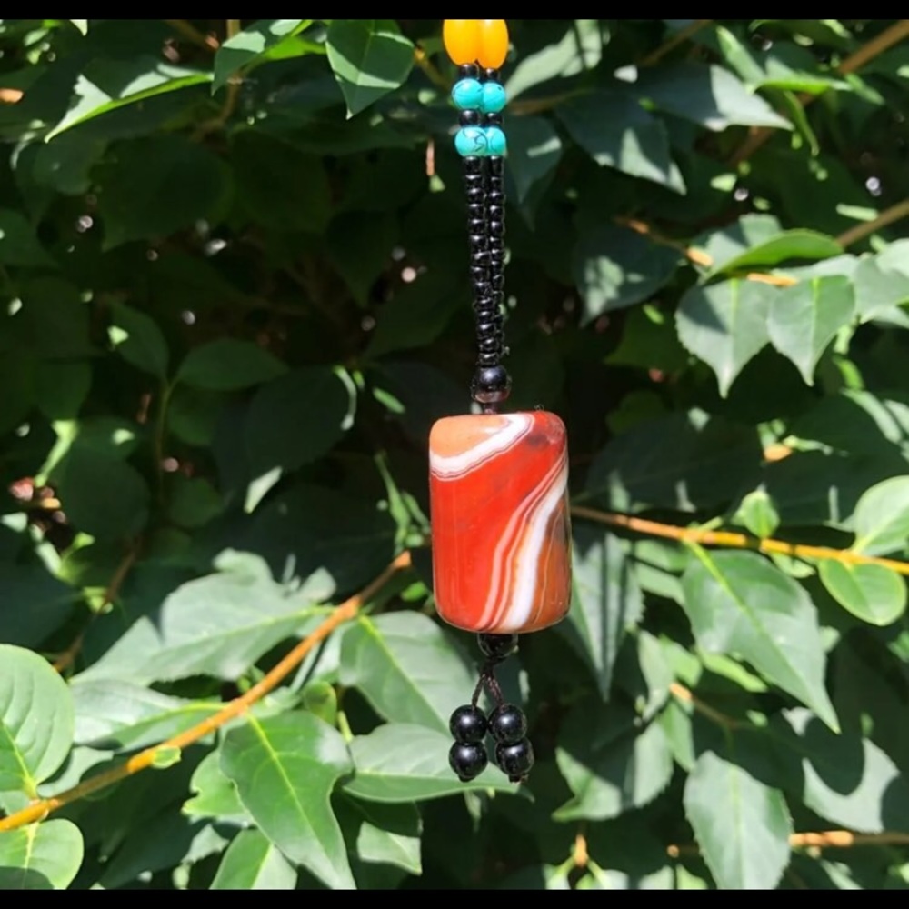 SOLD! Banded Mad River Agate Crystal pendant necklace